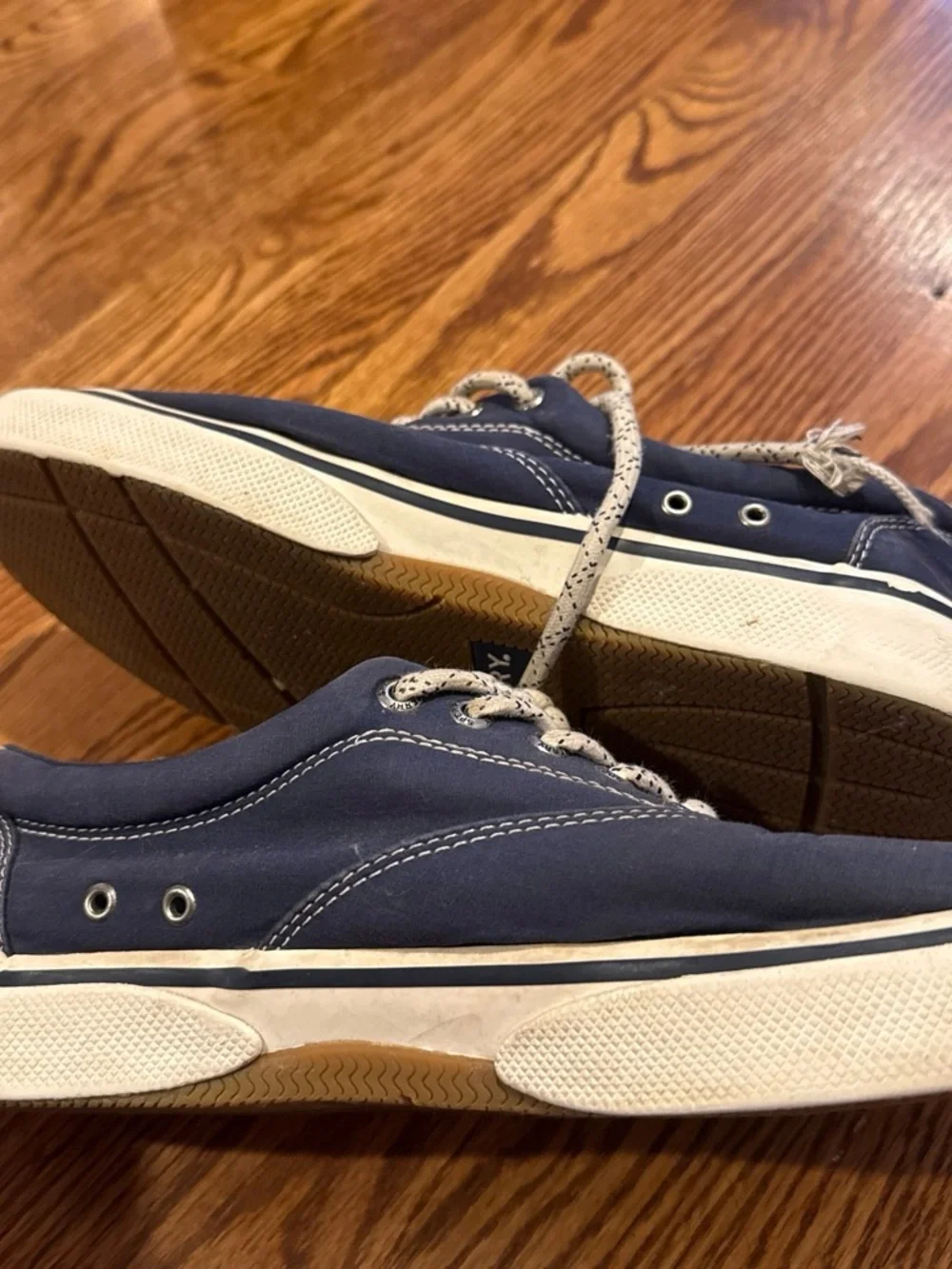 Sperry Navy Canvas Boat Sneakers with White Trim